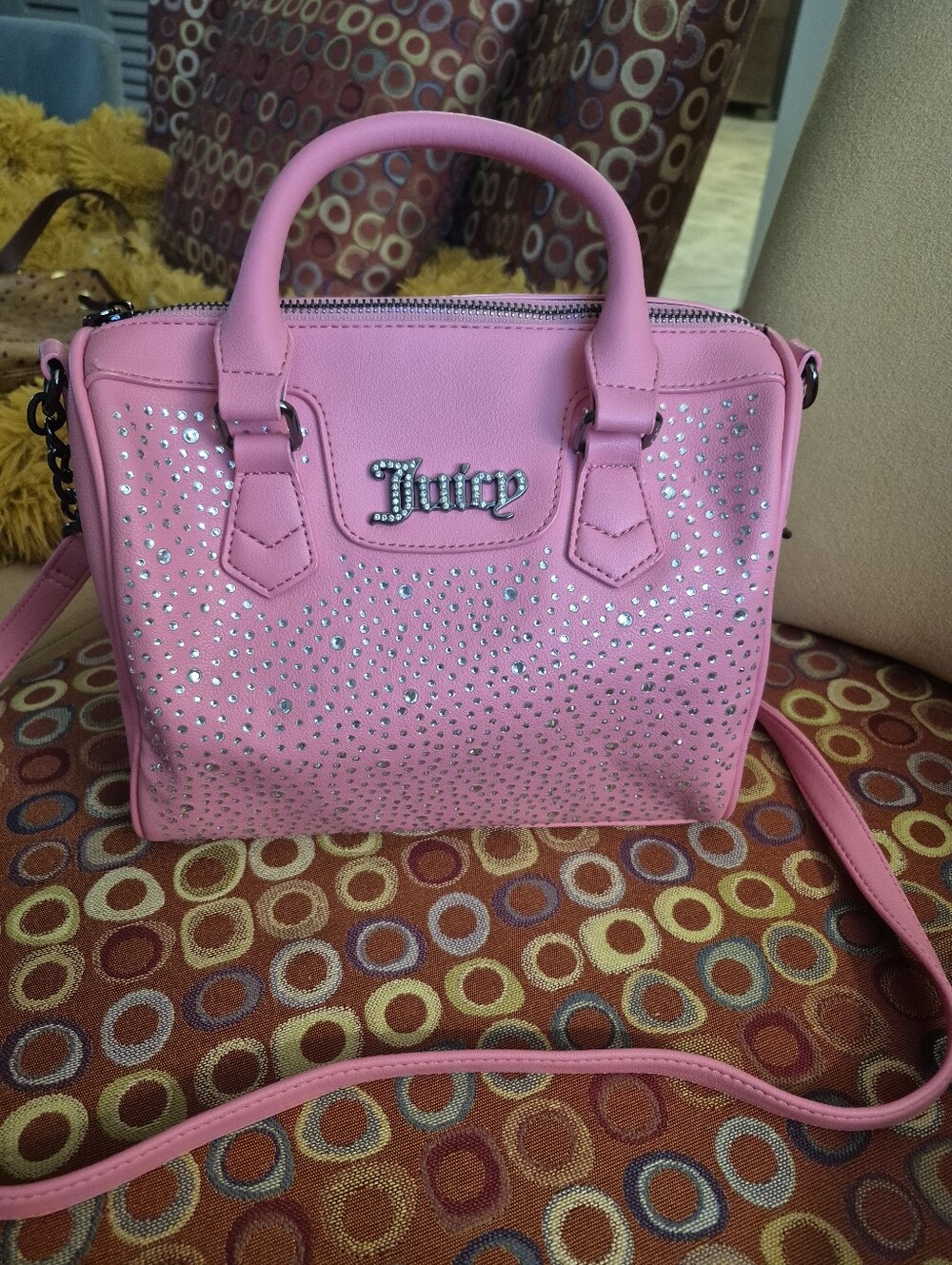 Juicy Couture Pink Rhinestone Crossbody Satchel - Picture 2 of 3